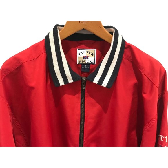 Vintage Cutter & Buck Men's Red Sz S 1/4 Zip Windbreaker White Anchor Logo - Picture 10 of 12